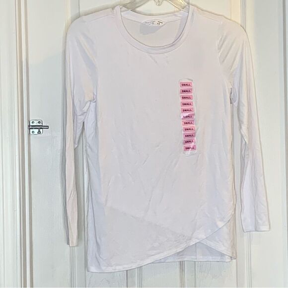 Members Mark Favorite Cross Front Tee Long Sleeve White Size Small - Picture 1 of 10